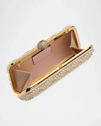 Valentino Garavani Carry Secrets Rhinestone & Pearly Stud Satin Clutch Bag | Thumbnail 4 Valentino Garavani Carry Secrets Rhinestone & Pearly Stud Satin Clutch Bag | Thumbnail 4