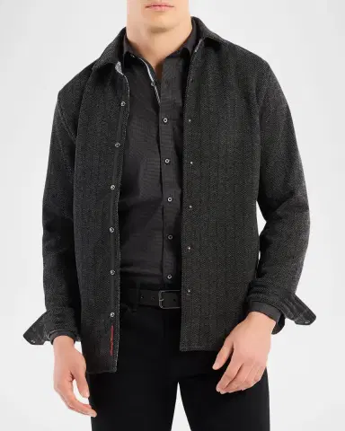 Robert Graham Men's Wylie Herringbone Knit Snap-Front Shirt | Thumbnail 4 Robert Graham Men's Wylie Herringbone Knit Snap-Front Shirt | Thumbnail 4