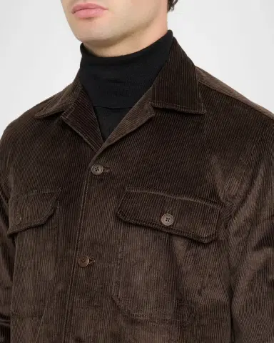 Salvatore Piccolo Men's Cotton Corduroy Dual-Pocket Overshirt | Thumbnail 5 Salvatore Piccolo Men's Cotton Corduroy Dual-Pocket Overshirt | Thumbnail 5