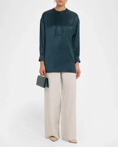 Giorgio Armani Long-Sleeve Silk Tunic Shirt | Thumbnail 2 Giorgio Armani Long-Sleeve Silk Tunic Shirt | Thumbnail 2