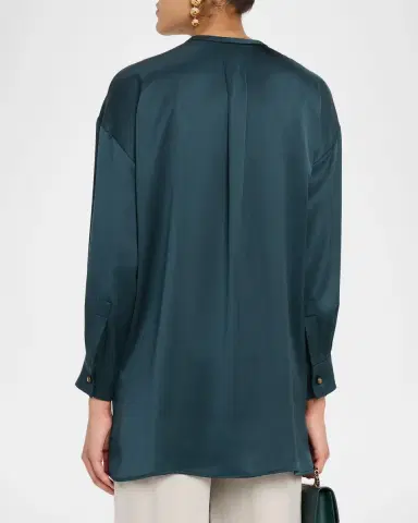 Giorgio Armani Long-Sleeve Silk Tunic Shirt | Thumbnail 3 Giorgio Armani Long-Sleeve Silk Tunic Shirt | Thumbnail 3