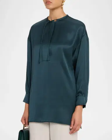 Giorgio Armani Long-Sleeve Silk Tunic Shirt | Thumbnail 4 Giorgio Armani Long-Sleeve Silk Tunic Shirt | Thumbnail 4