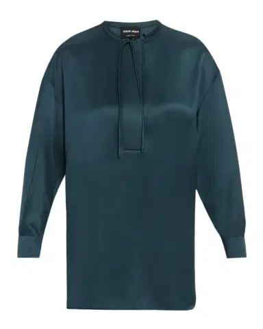 Giorgio Armani Long-Sleeve Silk Tunic Shirt | Thumbnail 1 Giorgio Armani Long-Sleeve Silk Tunic Shirt | Thumbnail 1