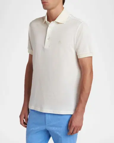 Etro Men 's Paisley Cotton Pique Polo Shirt | Thumbnail 4 Etro Men 's Paisley Cotton Pique Polo Shirt | Thumbnail 4