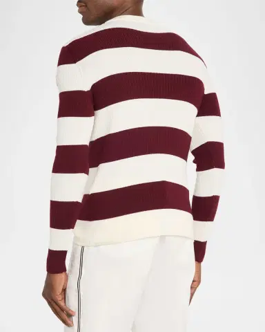 Moncler Men's Wide-tripe Wool Ribbed Crewneck Sweater | Thumbnail 3 Moncler Men's Wide-tripe Wool Ribbed Crewneck Sweater | Thumbnail 3