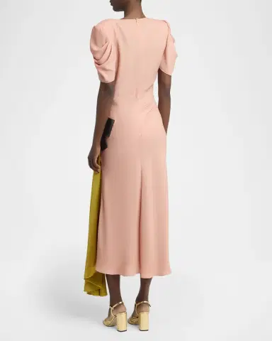 Valentino Garavani Gathered Colorblock Midi Dress | Thumbnail 3 Valentino Garavani Gathered Colorblock Midi Dress | Thumbnail 3