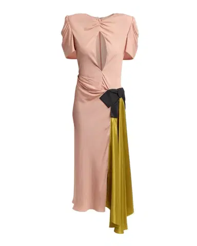 Valentino Garavani Gathered Colorblock Midi Dress | Thumbnail 1 Valentino Garavani Gathered Colorblock Midi Dress | Thumbnail 1