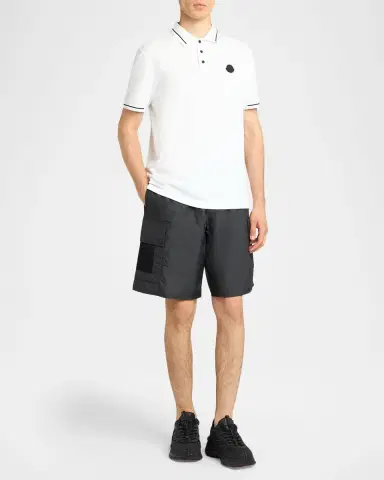 Moncler Men's Logo Patch Cotton Pique Polo Shirt | Thumbnail 2 Moncler Men's Logo Patch Cotton Pique Polo Shirt | Thumbnail 2
