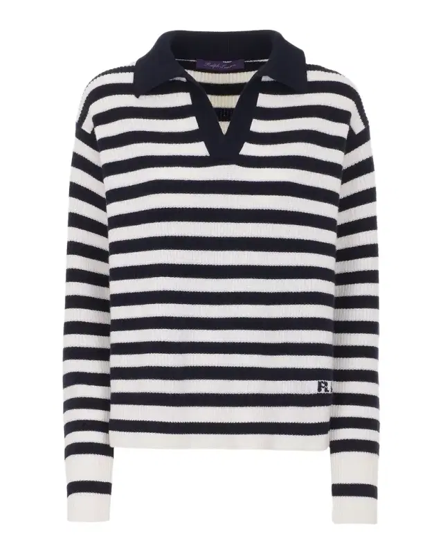 Striped Cashmere Polo Sweater Striped Cashmere Polo Sweater