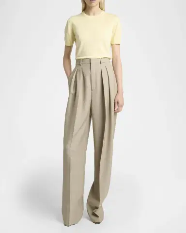 Saint Laurent Pleated Wool-Silk Canvas Wide-Leg Pants | Thumbnail 2 Saint Laurent Pleated Wool-Silk Canvas Wide-Leg Pants | Thumbnail 2