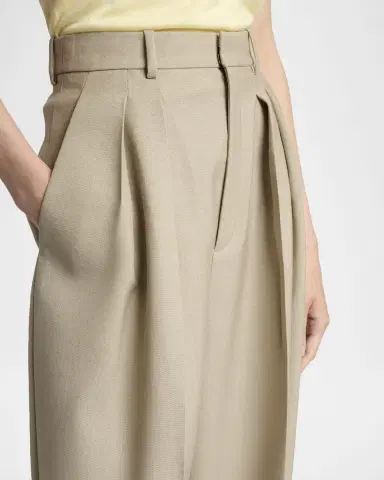 Saint Laurent Pleated Wool-Silk Canvas Wide-Leg Pants | Thumbnail 5 Saint Laurent Pleated Wool-Silk Canvas Wide-Leg Pants | Thumbnail 5