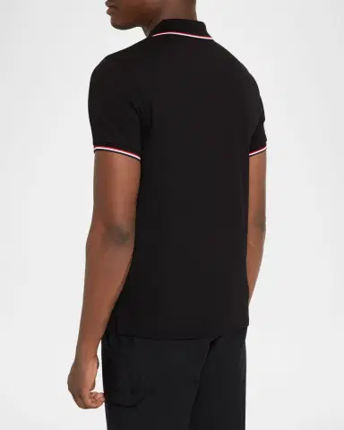 Moncler Men's Stripe-Trim Cotton Polo Shirt | Thumbnail 3 Moncler Men's Stripe-Trim Cotton Polo Shirt | Thumbnail 3