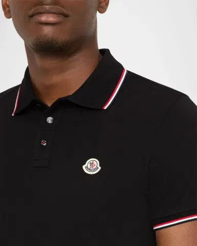 Moncler Men's Stripe-Trim Cotton Polo Shirt | Thumbnail 5 Moncler Men's Stripe-Trim Cotton Polo Shirt | Thumbnail 5