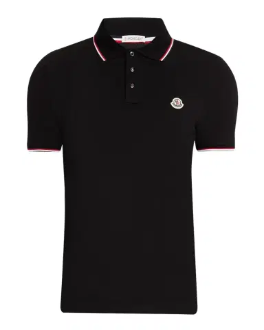 Moncler Men's Stripe-Trim Cotton Polo Shirt | Thumbnail 1 Moncler Men's Stripe-Trim Cotton Polo Shirt | Thumbnail 1