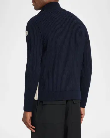 Moncler Men's Padded Wool Full-Zip Cardigan | Thumbnail 3 Moncler Men's Padded Wool Full-Zip Cardigan | Thumbnail 3