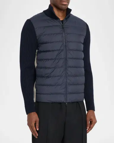 Moncler Men's Padded Wool Full-Zip Cardigan | Thumbnail 4 Moncler Men's Padded Wool Full-Zip Cardigan | Thumbnail 4