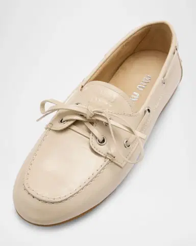 Miu Miu Leather Lace-Up Moccasins | Thumbnail 3 Miu Miu Leather Lace-Up Moccasins | Thumbnail 3
