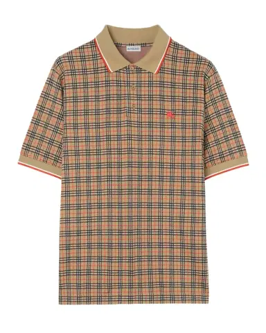 Burberry Men 's Check Cotton Blend Polo Shirt | Thumbnail 1 Burberry Men 's Check Cotton Blend Polo Shirt | Thumbnail 1