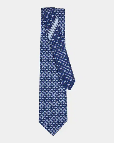 Ferragamo Men's Orazio Gancio-Elephant Silk Tie | Thumbnail 3 Ferragamo Men's Orazio Gancio-Elephant Silk Tie | Thumbnail 3