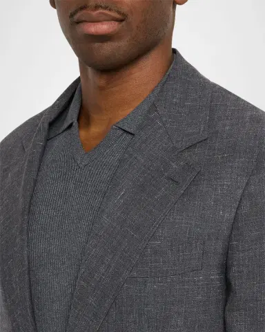 Brunello Cucinelli Men's Wool, Silk and Linen Deconstructed Blazer | Thumbnail 5 Brunello Cucinelli Men's Wool, Silk and Linen Deconstructed Blazer | Thumbnail 5