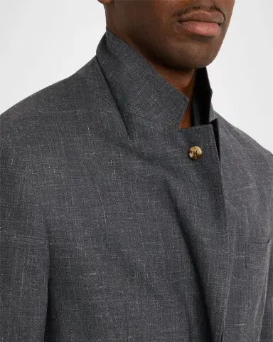 Brunello Cucinelli Men's Wool, Silk and Linen Deconstructed Blazer | Thumbnail 7 Brunello Cucinelli Men's Wool, Silk and Linen Deconstructed Blazer | Thumbnail 7