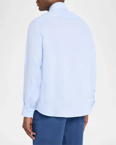 Brunello Cucinelli Men 's Linen Classic Fit Button-Down Shirt | Thumbnail 3 Brunello Cucinelli Men 's Linen Classic Fit Button-Down Shirt | Thumbnail 3