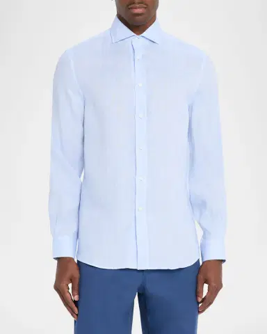 Brunello Cucinelli Men 's Linen Classic Fit Button-Down Shirt | Thumbnail 4 Brunello Cucinelli Men 's Linen Classic Fit Button-Down Shirt | Thumbnail 4