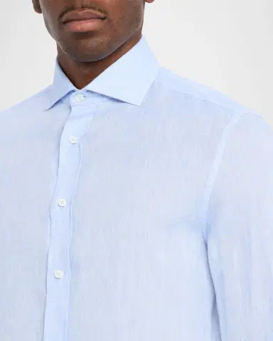Brunello Cucinelli Men 's Linen Classic Fit Button-Down Shirt | Thumbnail 5 Brunello Cucinelli Men 's Linen Classic Fit Button-Down Shirt | Thumbnail 5