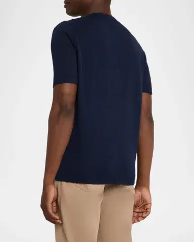 Brunello Cucinelli Men's Linen and Cotton Knit Short-Sleeve Sweater | Thumbnail 3 Brunello Cucinelli Men's Linen and Cotton Knit Short-Sleeve Sweater | Thumbnail 3