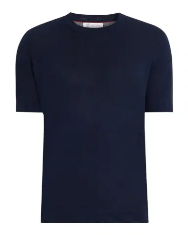 Brunello Cucinelli Men's Linen and Cotton Knit Short-Sleeve Sweater | Thumbnail 1 Brunello Cucinelli Men's Linen and Cotton Knit Short-Sleeve Sweater | Thumbnail 1
