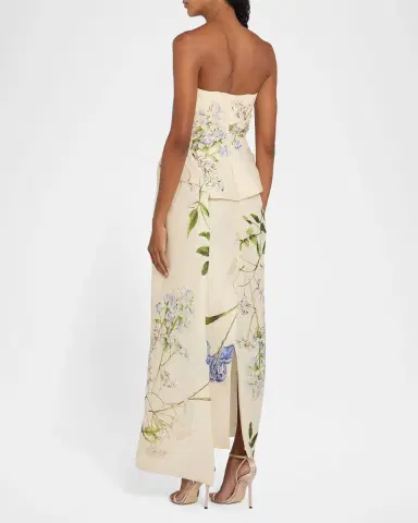 Monique Lhuillier Iris Gazar Silk Strapless Peplum Drape Ankle Gown | Thumbnail 3 Monique Lhuillier Iris Gazar Silk Strapless Peplum Drape Ankle Gown | Thumbnail 3