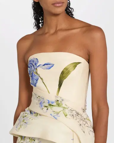 Monique Lhuillier Iris Gazar Silk Strapless Peplum Drape Ankle Gown | Thumbnail 5 Monique Lhuillier Iris Gazar Silk Strapless Peplum Drape Ankle Gown | Thumbnail 5