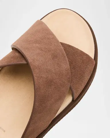 Brunello Cucinelli Men's Cross-Strap Suede Slides | Thumbnail 3 Brunello Cucinelli Men's Cross-Strap Suede Slides | Thumbnail 3