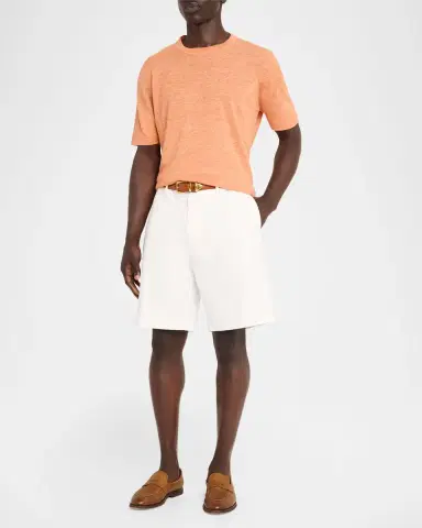 Brunello Cucinelli Men's Linen and Cotton Knit Short-Sleeve Sweater | Thumbnail 2 Brunello Cucinelli Men's Linen and Cotton Knit Short-Sleeve Sweater | Thumbnail 2