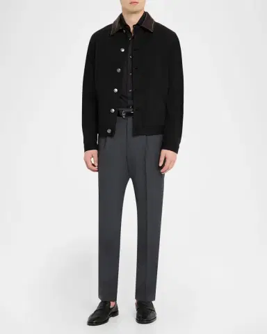 Brunello Cucinelli Men's Linen and Cotton Heathered Sport Shirt | Thumbnail 2 Brunello Cucinelli Men's Linen and Cotton Heathered Sport Shirt | Thumbnail 2