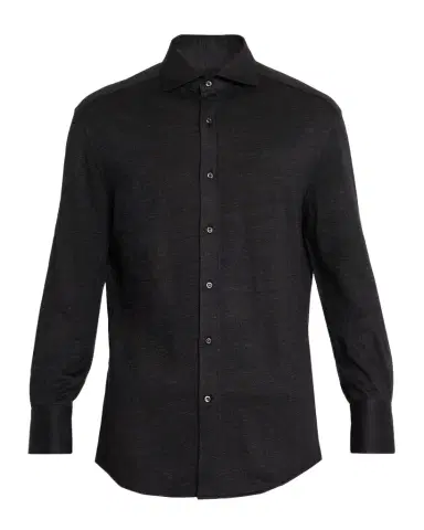 Brunello Cucinelli Men's Linen and Cotton Heathered Sport Shirt | Thumbnail 1 Brunello Cucinelli Men's Linen and Cotton Heathered Sport Shirt | Thumbnail 1