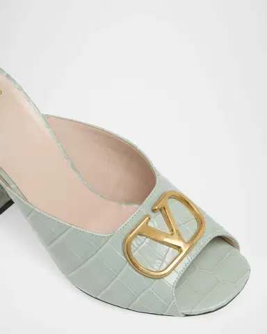 Valentino Garavani 95mm VLogo Signature Croc-Embossed Leather Mules | Thumbnail 5 Valentino Garavani 95mm VLogo Signature Croc-Embossed Leather Mules | Thumbnail 5