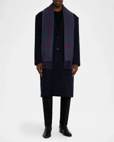 PIACENZA Men's Silk Cashmere Glen Plaid Scarf | Thumbnail 2 PIACENZA Men's Silk Cashmere Glen Plaid Scarf | Thumbnail 2