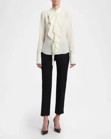 McQueen Ruffle Crepe De Chine Shirt | Thumbnail 2 McQueen Ruffle Crepe De Chine Shirt | Thumbnail 2