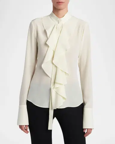 McQueen Ruffle Crepe De Chine Shirt | Thumbnail 4 McQueen Ruffle Crepe De Chine Shirt | Thumbnail 4