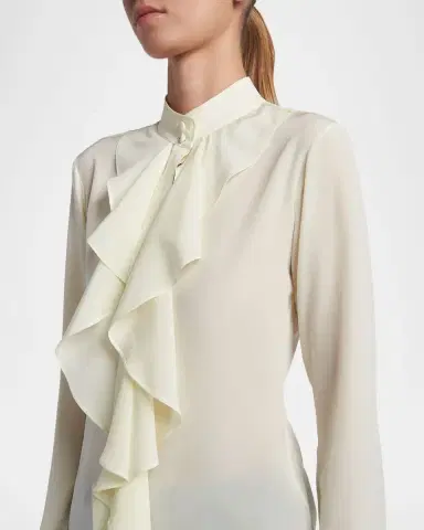 McQueen Ruffle Crepe De Chine Shirt | Thumbnail 5 McQueen Ruffle Crepe De Chine Shirt | Thumbnail 5