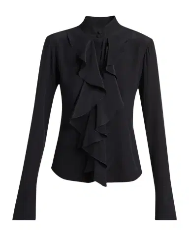 McQueen Ruffle Crepe De Chine Shirt | Thumbnail 1 McQueen Ruffle Crepe De Chine Shirt | Thumbnail 1