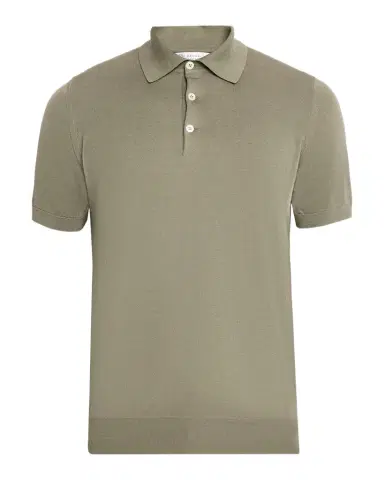 Brunello Cucinelli Men 's Cotton Short-Sleeve Polo Sweater | Thumbnail 1 Brunello Cucinelli Men 's Cotton Short-Sleeve Polo Sweater | Thumbnail 1