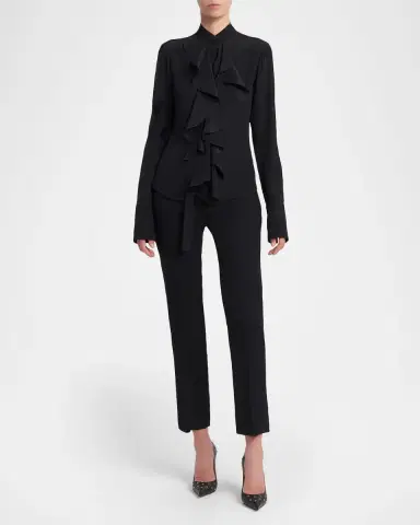 McQueen Ruffle Crepe De Chine Shirt | Thumbnail 2 McQueen Ruffle Crepe De Chine Shirt | Thumbnail 2