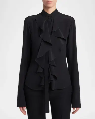 McQueen Ruffle Crepe De Chine Shirt | Thumbnail 4 McQueen Ruffle Crepe De Chine Shirt | Thumbnail 4