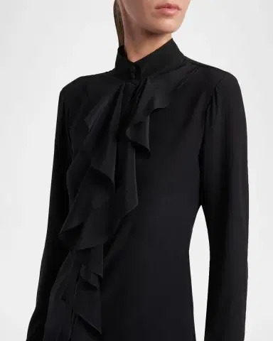McQueen Ruffle Crepe De Chine Shirt | Thumbnail 5 McQueen Ruffle Crepe De Chine Shirt | Thumbnail 5