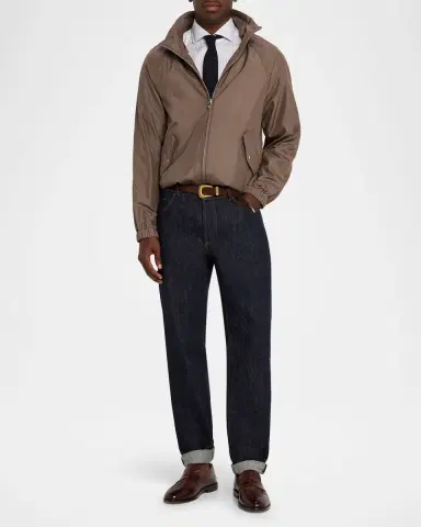 Brunello Cucinelli Men's Unlined Hooded Full-Zip Jacket | Thumbnail 2 Brunello Cucinelli Men's Unlined Hooded Full-Zip Jacket | Thumbnail 2