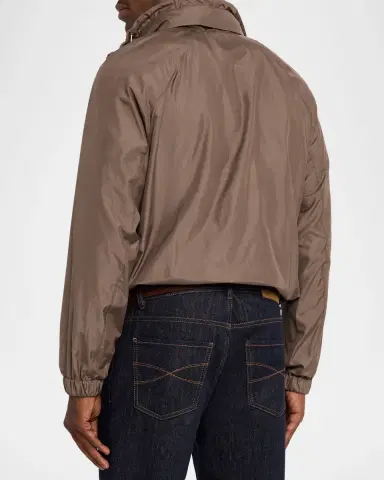 Brunello Cucinelli Men's Unlined Hooded Full-Zip Jacket | Thumbnail 3 Brunello Cucinelli Men's Unlined Hooded Full-Zip Jacket | Thumbnail 3