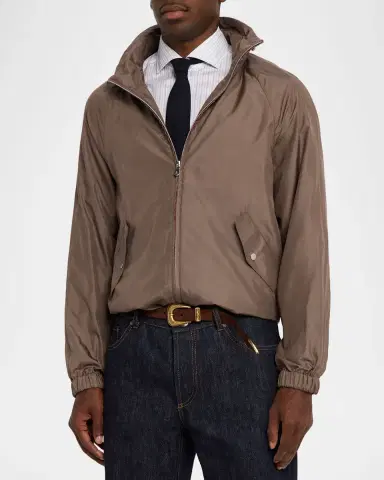 Brunello Cucinelli Men's Unlined Hooded Full-Zip Jacket | Thumbnail 4 Brunello Cucinelli Men's Unlined Hooded Full-Zip Jacket | Thumbnail 4