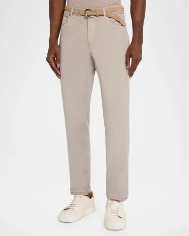 Brunello Cucinelli Men's Dyed Cotton Straight-Fit Five-Pocket Pants | Thumbnail 4 Brunello Cucinelli Men's Dyed Cotton Straight-Fit Five-Pocket Pants | Thumbnail 4